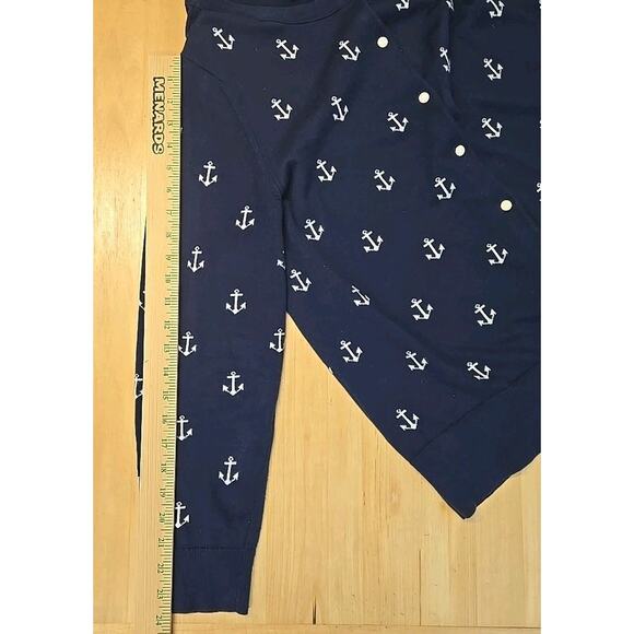 Tommy Hilfiger Anchor Cardigan Sweater Womens Size XL Blue Nautical Novelty Pima - Picture 5 of 9